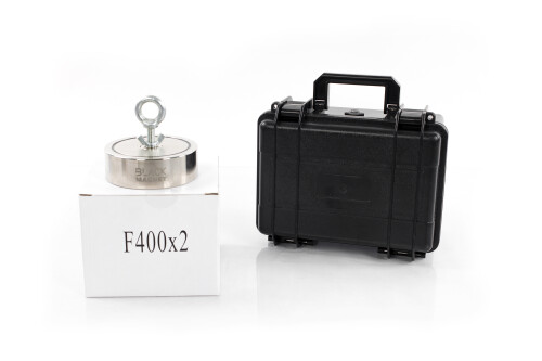 Dvipusis paieškos magnetas 2x400 kg Black Magnet F400X2 with case BOX400